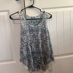 Blue and pink elephant tank top